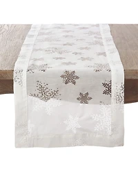 Saro Lifestyle Table Runner with Burnout Snowflake Design