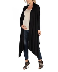 24Seven Comfort Apparel Long Sleeve Knee Length Open Maternity Cardigan