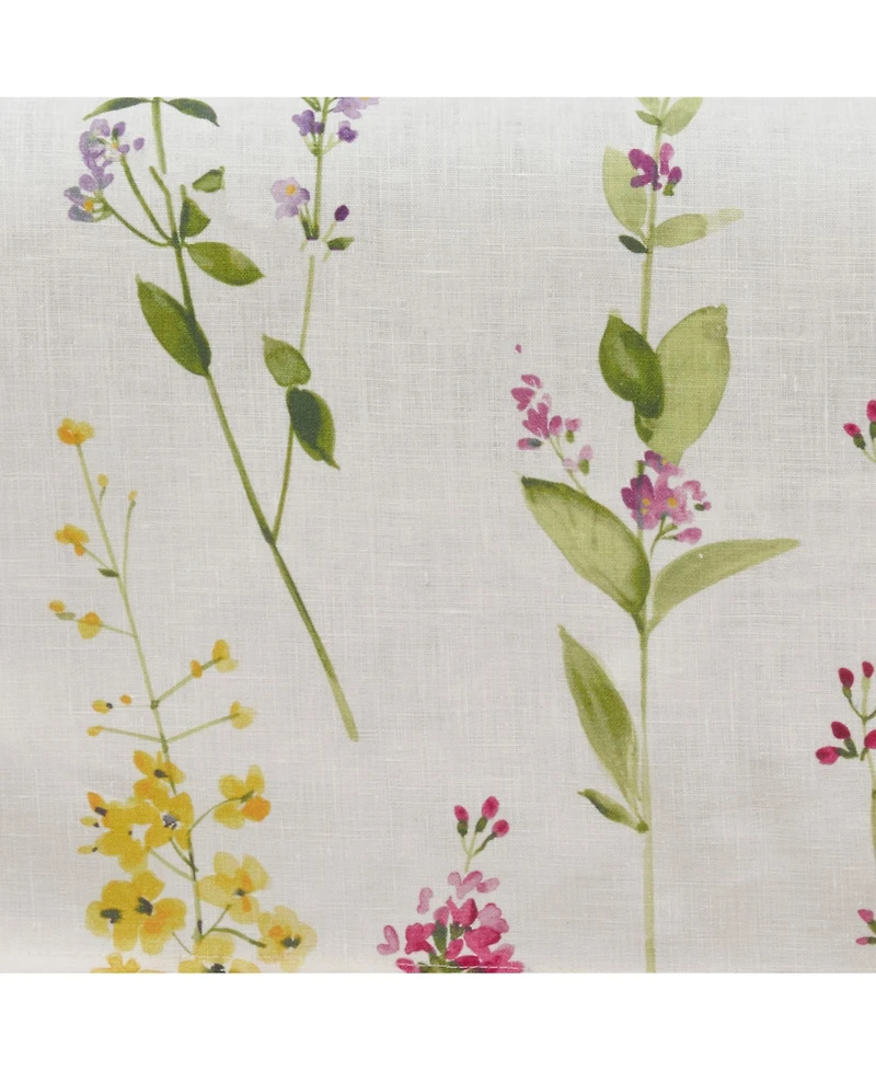Saro Lifestyle Linen Table Runner with Watercolor Floral Stem Design