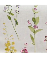 Saro Lifestyle Linen Table Runner with Watercolor Floral Stem Design