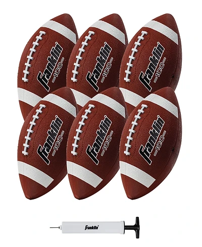 Franklin Sports Junior Rubber Football Set - 6 Pack Inflation Pump Included