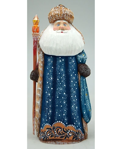G.DeBrekht Woodcarved and Hand Painted Santa Twinkle-Yuletide Blue Santa Figurine