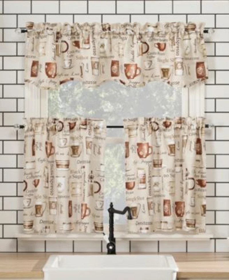 Bristol Coffee Shop Semi Sheer Rod Pocket Kitchen Curtain Valance Tiers Set