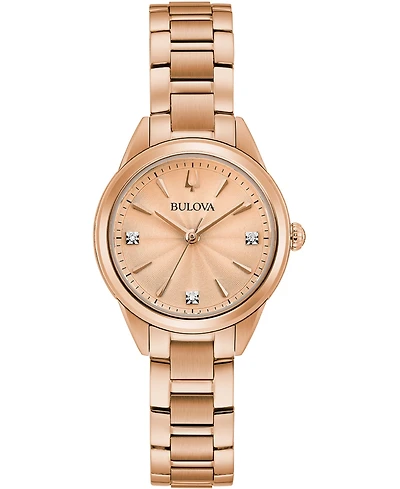 Bulova Women's Sutton Diamond-Accent Rose Gold-Tone Stainless Steel Bracelet Watch 28mm