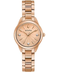 Bulova Women's Sutton Diamond-Accent Rose Gold-Tone Stainless Steel Bracelet Watch 28mm
