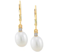 Cultured Freshwater Pearl Earrings (8mm) 10k Gold & White