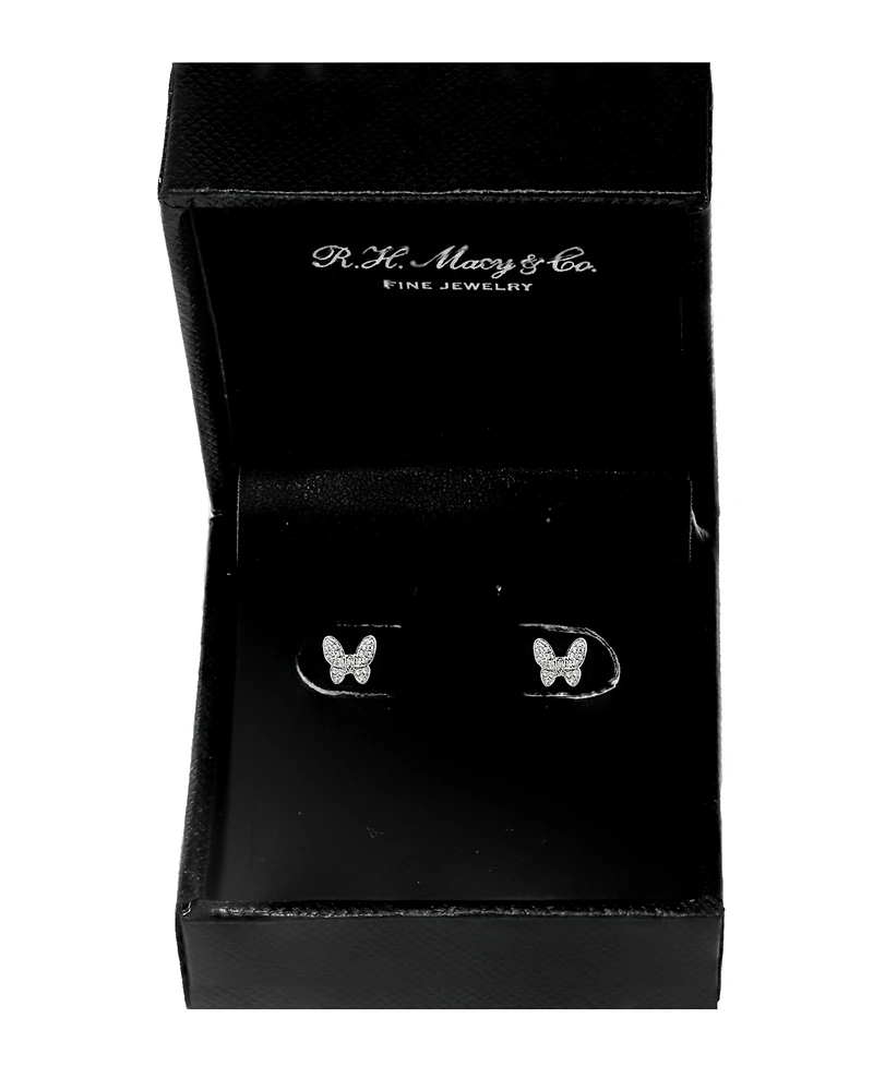 Effy Diamond (1/8 ct.t.w.) Butterfly Stud Earrings in Sterling Silver or 14k Gold-Plated Sterling Silver
