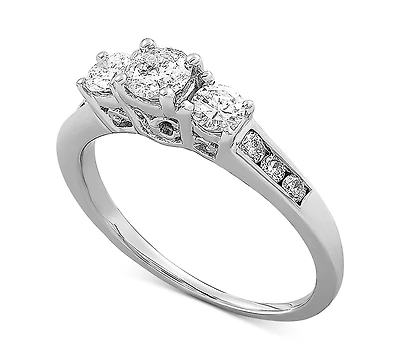 Diamond Three Stone Engagement Ring (1 ct. t.w.) in 14k White Gold