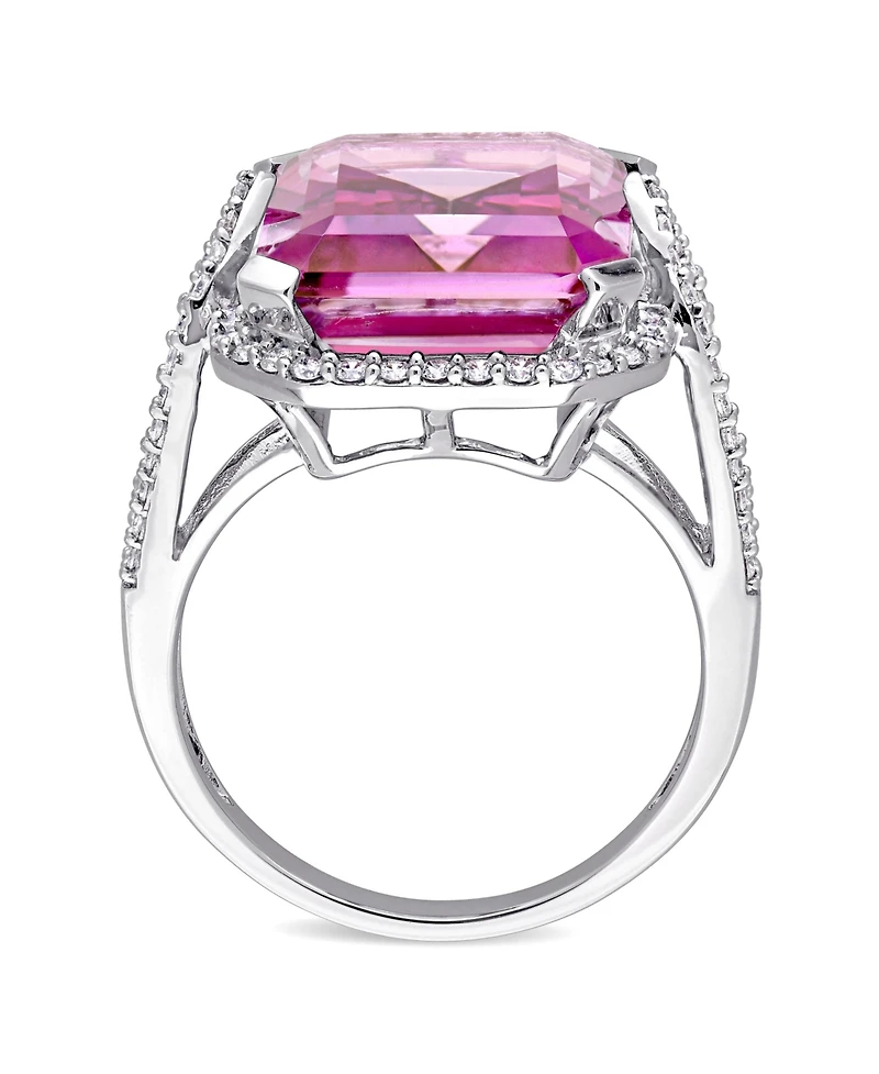 Pink Topaz (14 1/2 ct. t.w.) and Diamond (1/2 Ring 14k White Gold