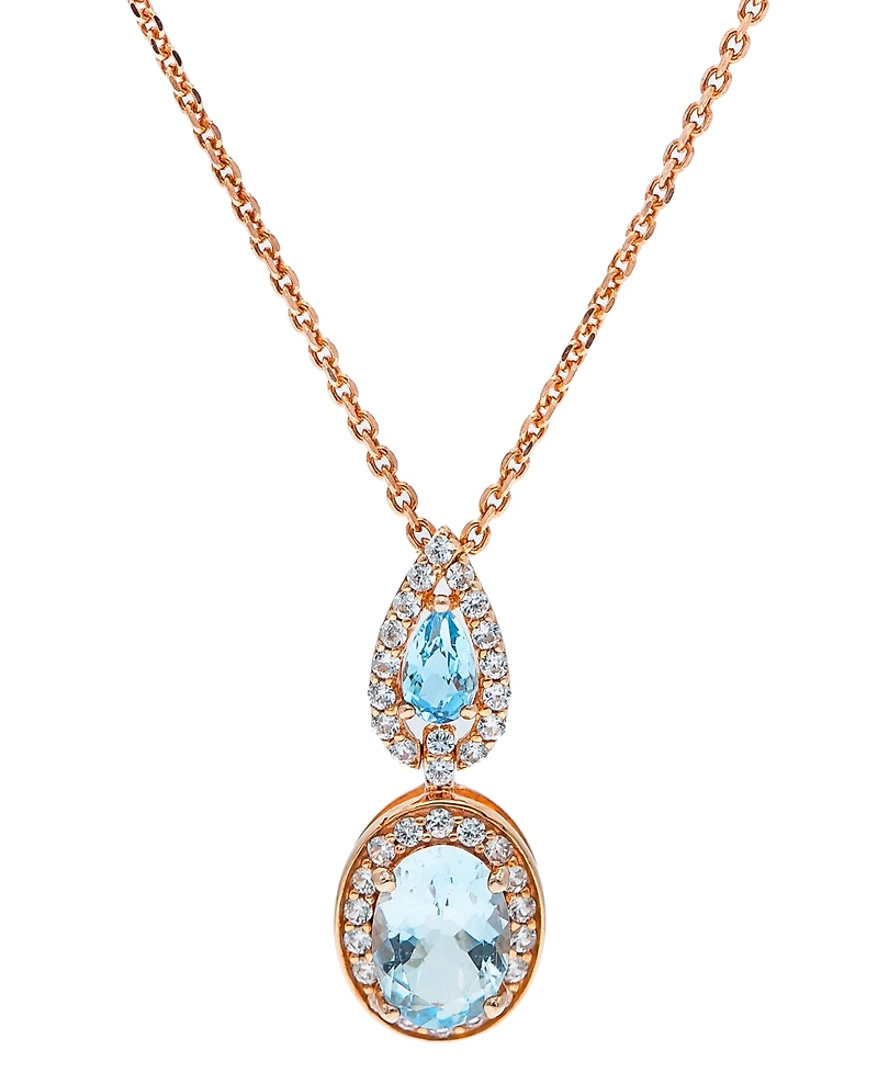 Aquamarine (1-1/3 ct. t.w) Diamond (1/3 ct. t.w) Pendant set in 14K Rose Gold
