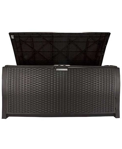 Vm Innovations Suncast DBW9200 99 Gallon Outdoor Resin Patio Storage Chest with Handles, Mocha