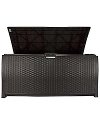 Vm Innovations Suncast DBW9200 99 Gallon Outdoor Resin Patio Storage Chest with Handles, Mocha
