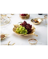 Classic Touch Gold Leaf Shaped Bowl with Vein Design