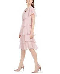 Sl Fashions Tiered Rhinestone Capelet Dress