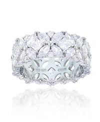 Multi Cut Cubic Zirconia Eternity Band Rhodium Plated Sterling Silver