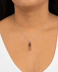 Dried Flower Oval Drop Pendant with 18" Chain in Sterling Silver