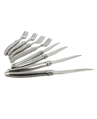 French Home Laguiole Stainless Steel Steak Knife and Fork Set, 8 Piece.