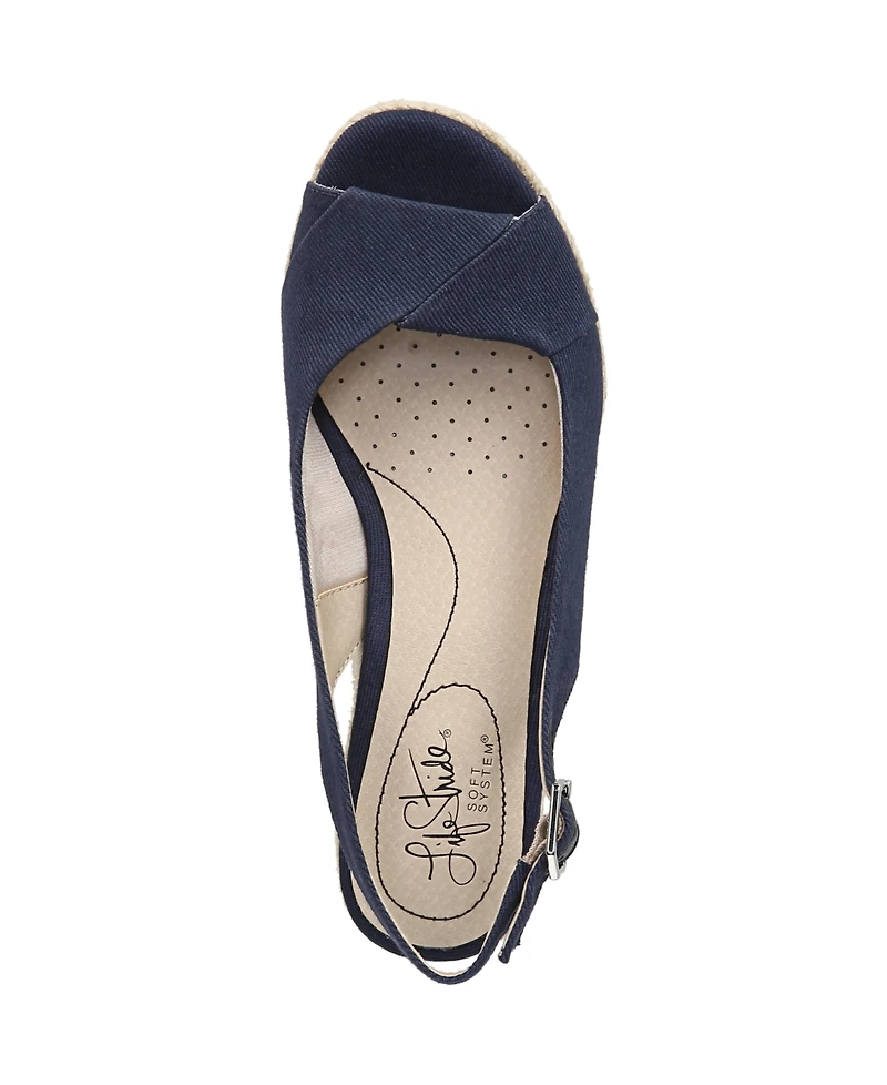 LifeStride Women's Socialite Peep Toe Slingback Espadrille Wedge Sandals