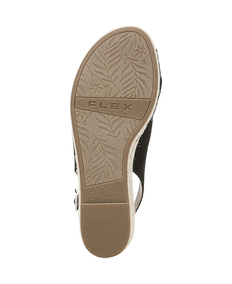 LifeStride Women's Socialite Peep Toe Slingback Espadrille Wedge Sandals