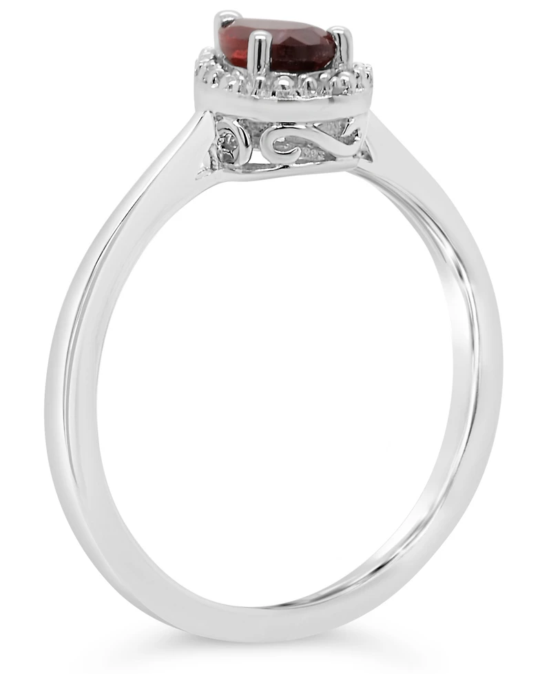 Garnet (3/8 ct. t.w.) and Diamond Accent Ring Sterling Silver