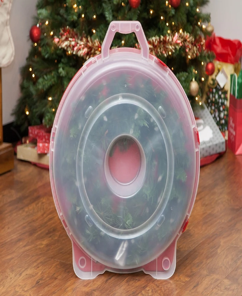 Iris Usa 24" Wreath Storage Container With Latches and Handle, 2 Pack, For Holiday Garland/Wreath, Holiday Decorations, and Heavy Duty, Portable, High