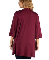 24Seven Comfort Apparel Open Front Elbow Length Sleeve Plus Cardigan