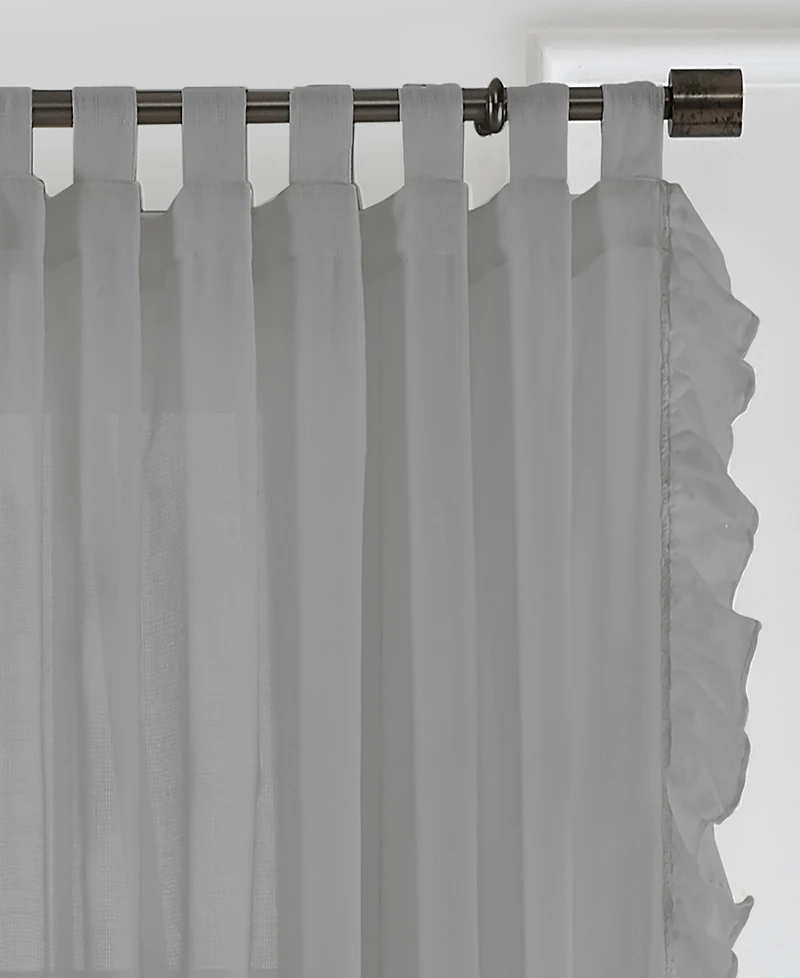 Elrene Home Fashions Bella Tab-Top Ruffle Sheer Window Curtain