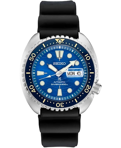 Seiko Men's Automatic Prospex Turtle Black Silicone Strap Watch 45mm - A Special Edition