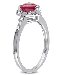 Lab-Grown Ruby (1 ct. t.w.) and Diamond (1/10 Heart Halo Ring Sterling Silver