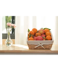 Wickerwise Wooden Angled Display Basket with Fabric Liner for Storage and Display