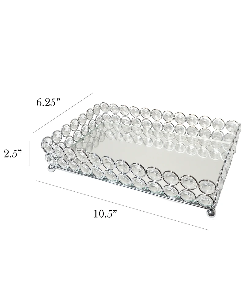 Elegant Designs Elipse Crystal Decorative Mirrored Jewelry or Makeup Vanity Organizer Tray