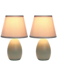 Simple Designs Mini Egg Oval Ceramic Table Lamp 2 Pack Set