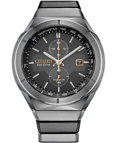 Citizen Men's Chronograph Armor Eco-Drive Silver-Tone Titanium Bracelet Watch 44mm