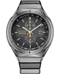 Citizen Men's Chronograph Armor Eco-Drive Silver-Tone Titanium Bracelet Watch 44mm