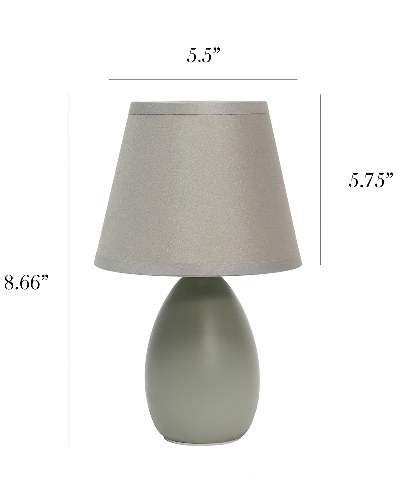 Simple Designs Mini Egg Oval Ceramic Table Lamp 2 Pack Set