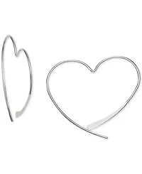 Giani Bernini Wire Heart Threader Earrings in Sterling Silver, Created for Macy's