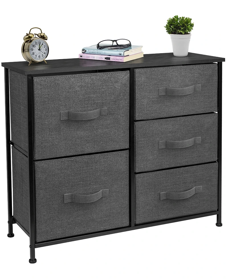 Sorbus Dresser with 5 Drawers - Storage Chest Organizer with Steel Frame, Wood Top, Handles