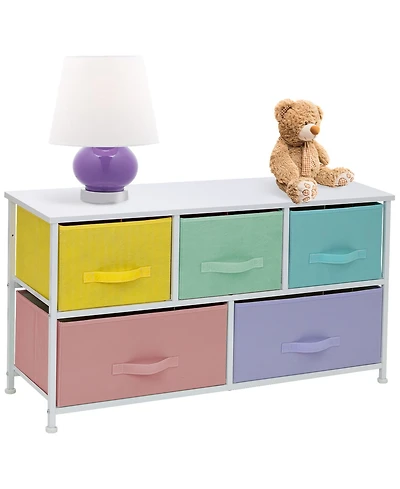 Sorbus 5 Drawers Dresser- Storage Unit with Steel Frame, Wood Top, Fabric Bins - for Bedroom, Closet