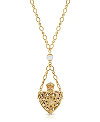 2028 14K Gold-tone Crystal Filigree Heart with Glass Vial Necklace