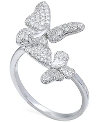 Cubic Zirconia Pave Butterfly Ring in Sterling Silver