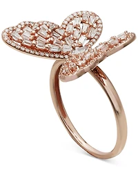 Cubic Zirconia Baguette Butterfly Ring (1-1/2 ct. t.w.) Sterling Silver or 18K Rose Gold over