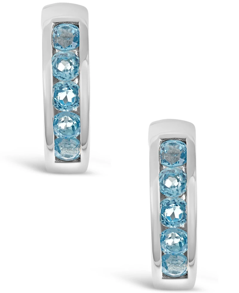 Swiss Blue Topaz (9/10 ct. t.w.) Huggie Hoop Earrings Sterling Silver (Also Available Citrine or Amethyst)