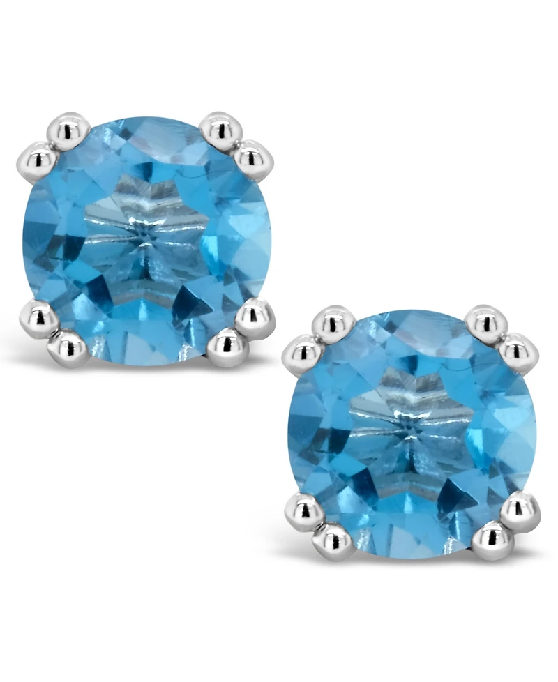 Swiss Blue Topaz (3-1/10 ct. t.w.) Stud Earrings in Sterling Silver