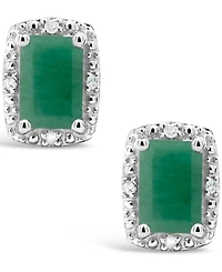 Emerald (1-1/3 ct. t.w.) and Diamond Accent Stud Earrings in Sterling Silver
