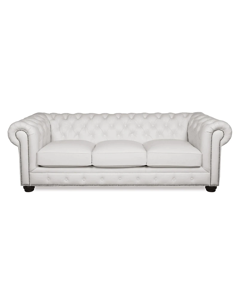 Alexandon Leather Chesterfield Tufted Sofa with Roll Arm