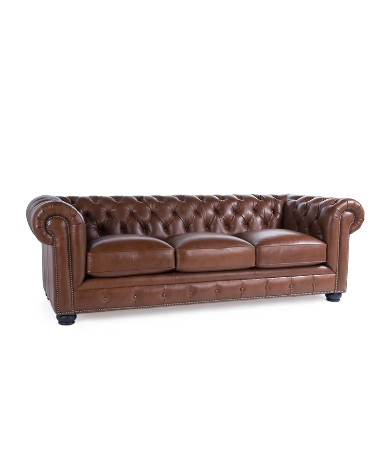 Alexandon Leather Chesterfield Tufted Sofa with Roll Arm