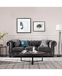 Alexandon Leather Chesterfield Tufted Sofa with Roll Arm