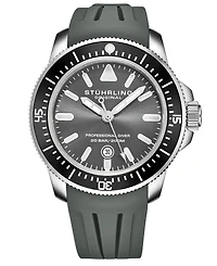 Stuhrling Men's Gray Silicone Rubber Strap Watch 43mm