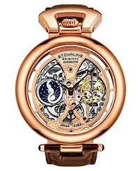 Stuhrling Men's Brown Leather Strap Watch 49mm