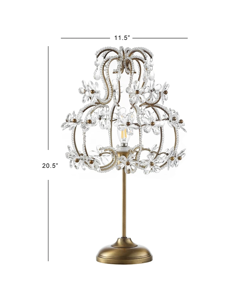 Clara 20.5" Crystal Flower Beaded Girandole, Acrylic Led Table Lamp